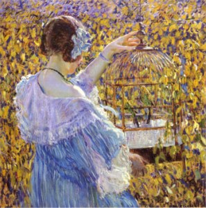 The Bird Cage (1910) by Frederick Carl Frieseke