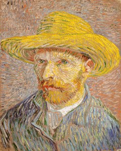 Self-Portrait with a Straw Hat (1887) by Vincent van Gogh.